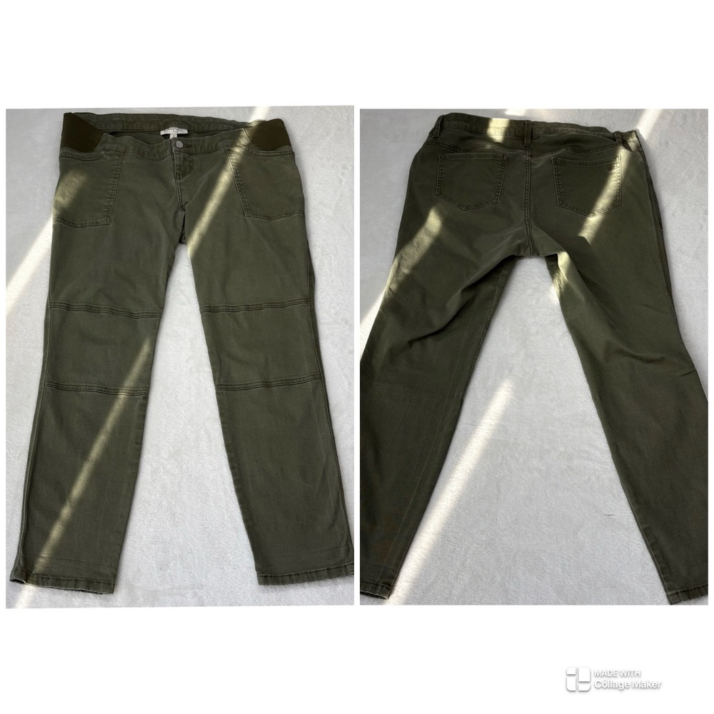 Jessica Simpson Maternity Skinny Jeans Olive Green Under Belly Low Rise Size L - Picture 2 of 10
